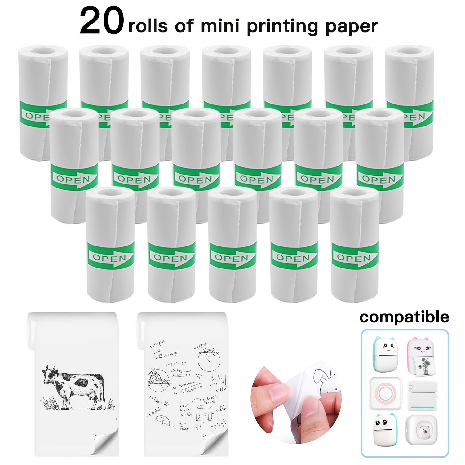 Photo Printer - 20 لفات من ورق الملصقات الحرارية