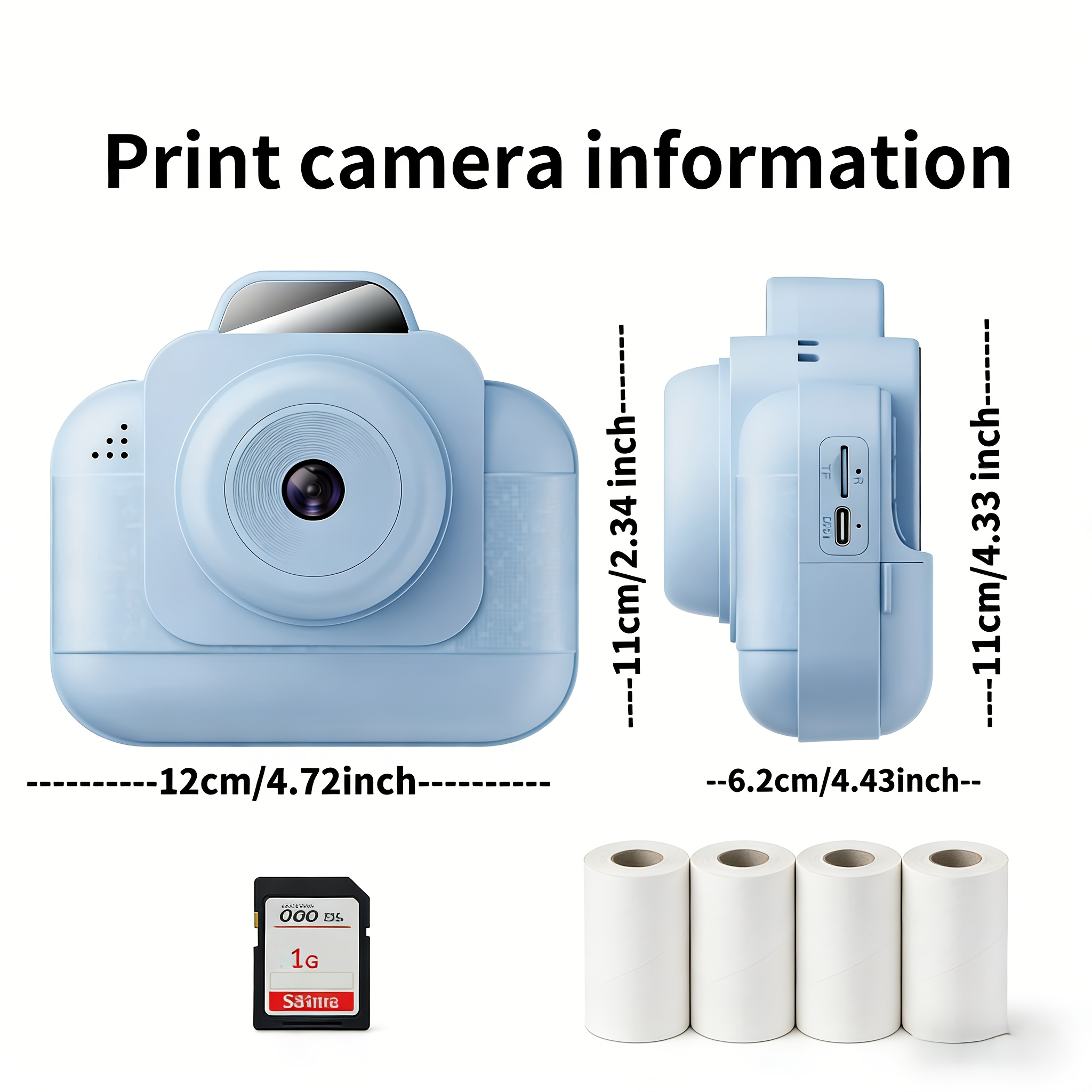 Photo Printer - طابعة صور محمولة (لون أزرق) مع